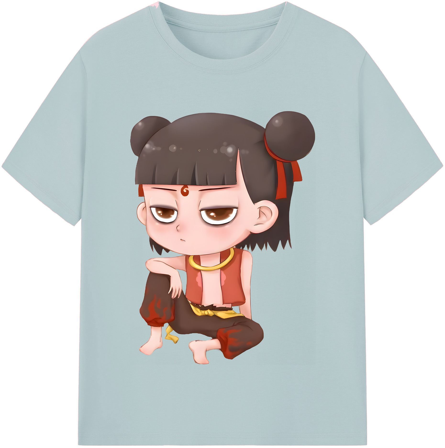 （画像用） Ne Zha 2 ナタ 魔童の大暴れ 綿100％半袖Tシャツ（フロントプリント）